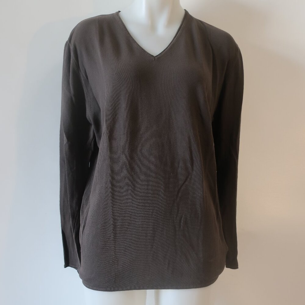 Mens Emile Lafaurie (Item- 20) Brown Cotton V-Neck Sweater L